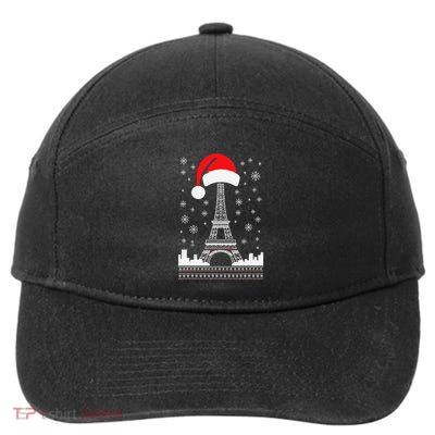 Eiffel Tower Santa Hat Funny Vintage Paris Ugly Christmas 7-Panel Snapback Hat