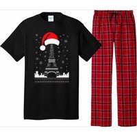 Eiffel Tower Santa Hat Funny Vintage Paris Ugly Christmas Pajama Set