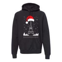 Eiffel Tower Santa Hat Funny Vintage Paris Ugly Christmas Premium Hoodie