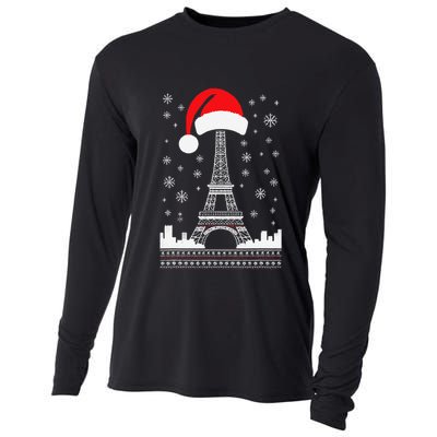 Eiffel Tower Santa Hat Funny Vintage Paris Ugly Christmas Cooling Performance Long Sleeve Crew