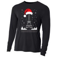 Eiffel Tower Santa Hat Funny Vintage Paris Ugly Christmas Cooling Performance Long Sleeve Crew