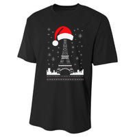 Eiffel Tower Santa Hat Funny Vintage Paris Ugly Christmas Performance Sprint T-Shirt