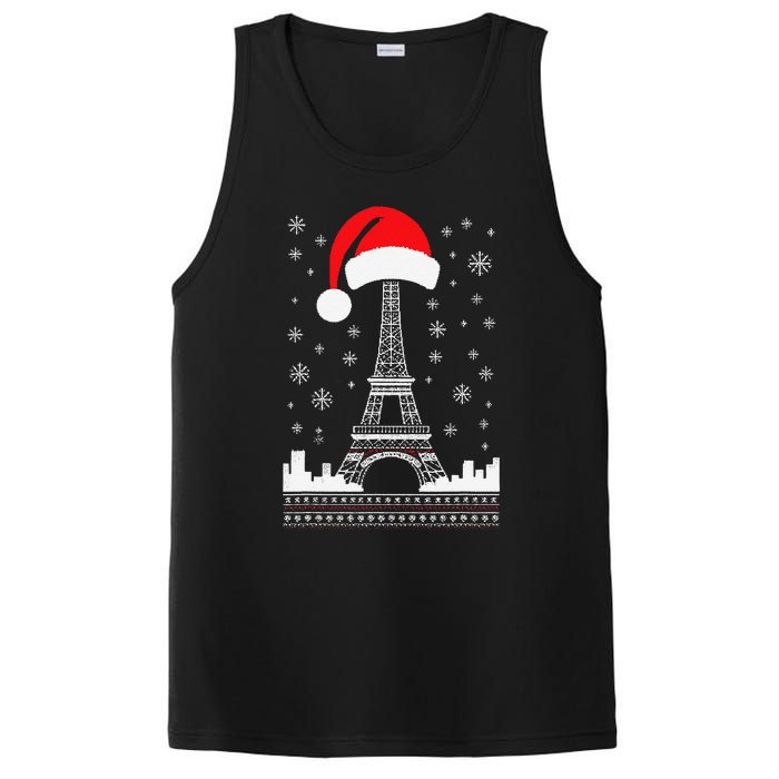 Eiffel Tower Santa Hat Funny Vintage Paris Ugly Christmas PosiCharge Competitor Tank