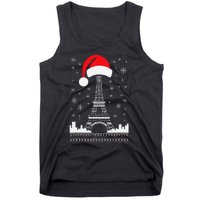 Eiffel Tower Santa Hat Funny Vintage Paris Ugly Christmas Tank Top