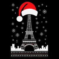 Eiffel Tower Santa Hat Funny Vintage Paris Ugly Christmas Womens T-Shirt