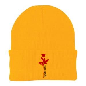 Enjoy The Silence Rose Flower Knit Cap Winter Beanie