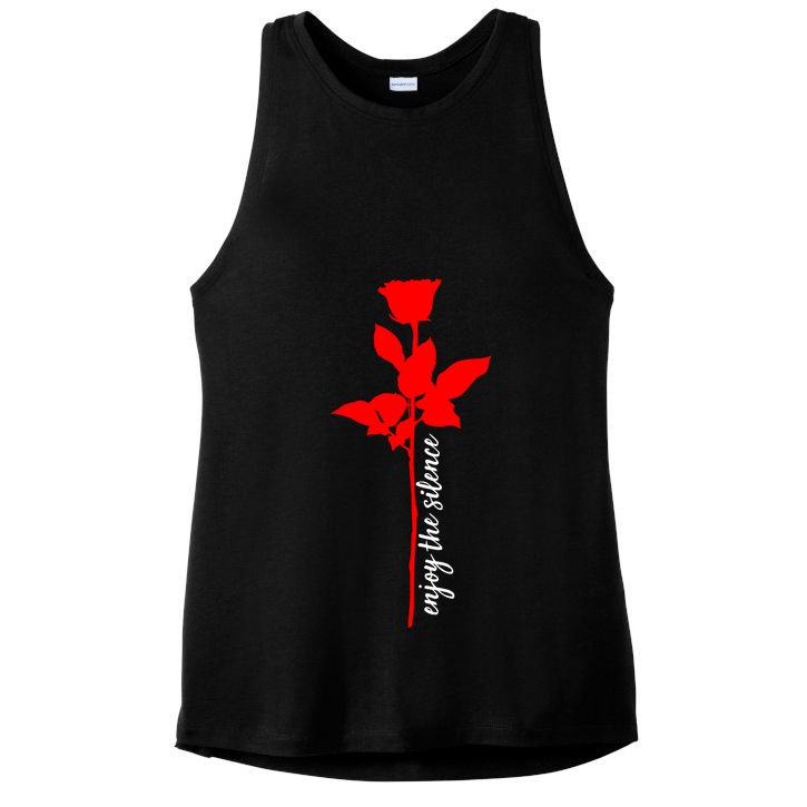 Enjoy The Silence Rose Flower Ladies PosiCharge Tri-Blend Wicking Tank
