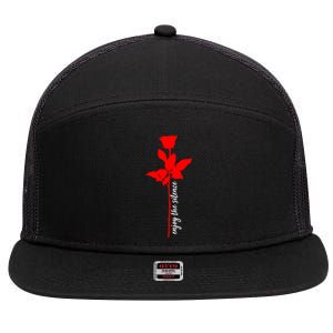 Enjoy The Silence Rose Flower 7 Panel Mesh Trucker Snapback Hat