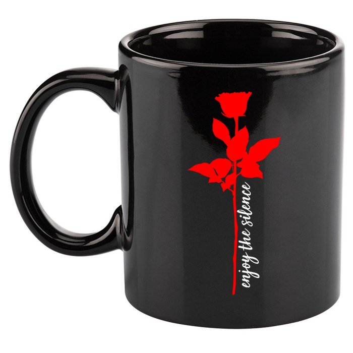 Enjoy The Silence Rose Flower 11oz C Handle Ceramic Mug