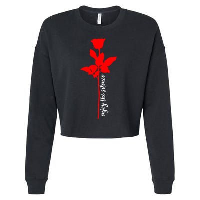Enjoy The Silence Rose Flower Cropped Pullover Crew