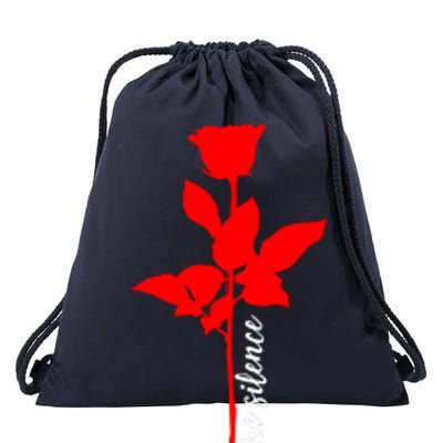 Enjoy The Silence Rose Flower Drawstring Bag