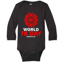 End TB Sunflower Graphic World Tuberculosis TB Awareness Day Baby Long Sleeve Bodysuit