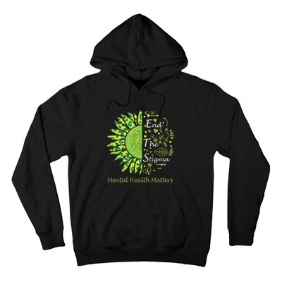 End The Stigma Mental Health Matters Ribbon Awareness Gifts Hoodie