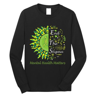 End The Stigma Mental Health Matters Ribbon Awareness Gifts Long Sleeve Shirt