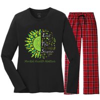 End The Stigma Mental Health Matters Ribbon Awareness Gifts Women's Long Sleeve Flannel Pajama Set 