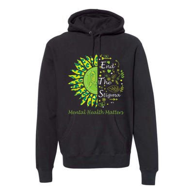 End The Stigma Mental Health Matters Ribbon Awareness Gifts Premium Hoodie