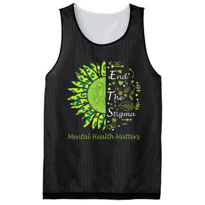 End The Stigma Mental Health Matters Ribbon Awareness Gifts Mesh Reversible Basketball Jersey Tank