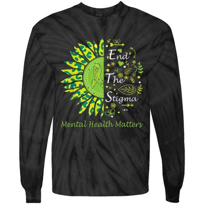 End The Stigma Mental Health Matters Ribbon Awareness Gifts Tie-Dye Long Sleeve Shirt