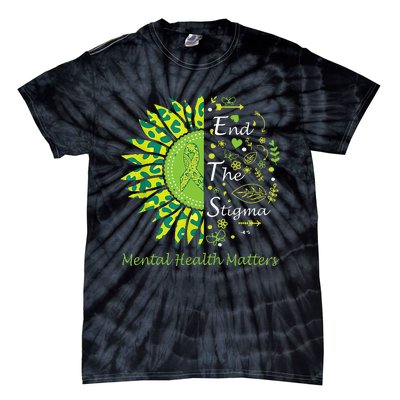 End The Stigma Mental Health Matters Ribbon Awareness Gifts Tie-Dye T-Shirt