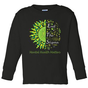 End The Stigma Mental Health Matters Ribbon Awareness Gifts Toddler Long Sleeve Shirt