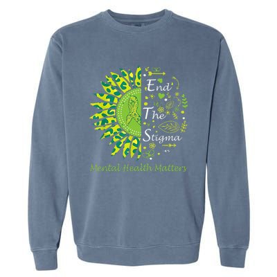 End The Stigma Mental Health Matters Ribbon Awareness Gifts Garment-Dyed Sweatshirt