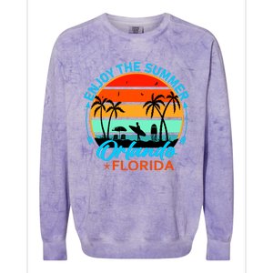 Enjoy The Summer Orlando Florida Colorblast Crewneck Sweatshirt