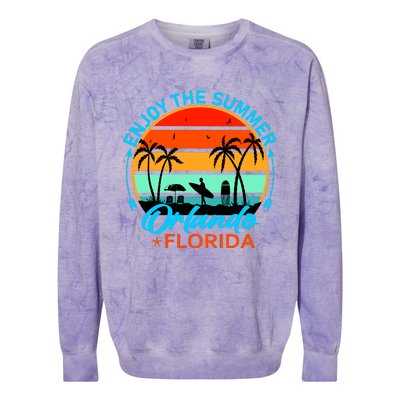 Enjoy The Summer Orlando Florida Colorblast Crewneck Sweatshirt