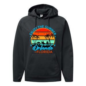 Enjoy The Summer Orlando Florida Performance Fleece Hoodie