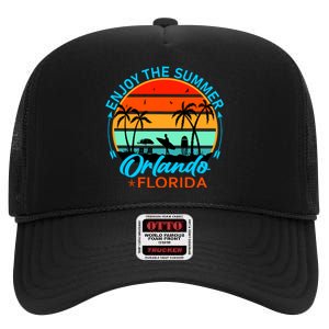 Enjoy The Summer Orlando Florida High Crown Mesh Back Trucker Hat