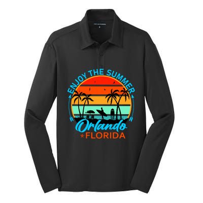 Enjoy The Summer Orlando Florida Silk Touch Performance Long Sleeve Polo