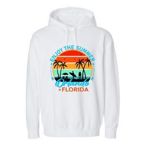 Enjoy The Summer Orlando Florida Garment-Dyed Fleece Hoodie