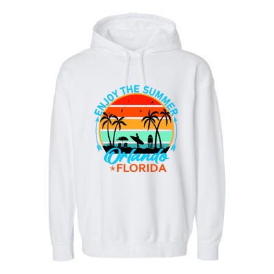 Enjoy The Summer Orlando Florida Garment-Dyed Fleece Hoodie