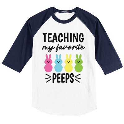 Easter Teacher Teaching My Favorite Peeps Baseball Sleeve Shirt