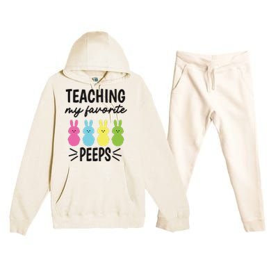 Easter Teacher Teaching My Favorite Peeps Premium Hooded Sweatsuit Set