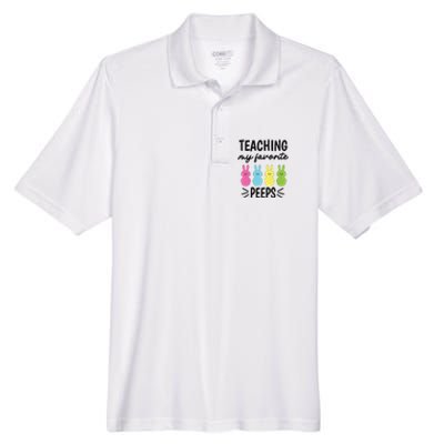 Easter Teacher Teaching My Favorite Peeps Men's Origin Performance Pique Polo