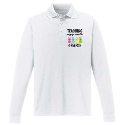 Easter Teacher Teaching My Favorite Peeps Performance Long Sleeve Polo