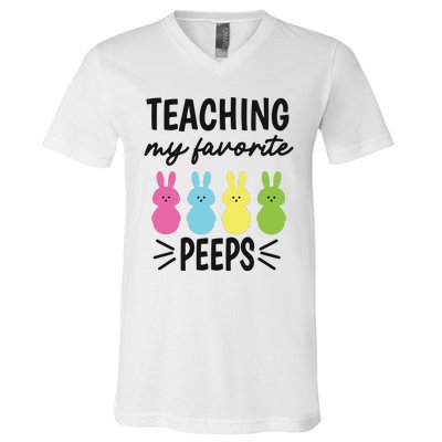 Easter Teacher Teaching My Favorite Peeps V-Neck T-Shirt