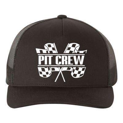 E:\Upload Tool\Media\Hoanew\Dirt Track Racing Pit Crew Race Car Team Checker Fl Yupoong Adult 5-Panel Trucker Hat