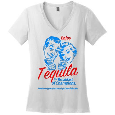 Enjoys Tequila The Breakfasts Of Championss Women's V-Neck T-Shirt