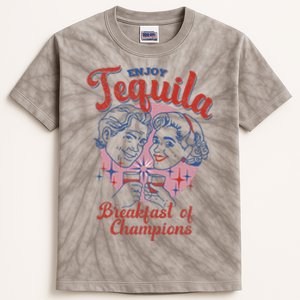 Enjoys Tequila The Breakfasts Of Championss Kids Tie-Dye T-Shirt