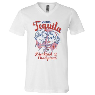 Enjoys Tequila The Breakfasts Of Championss V-Neck T-Shirt