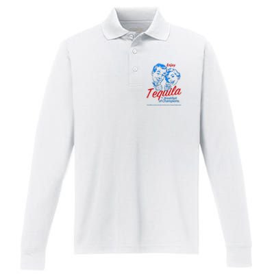 Enjoys Tequila The Breakfasts Of Championss Performance Long Sleeve Polo