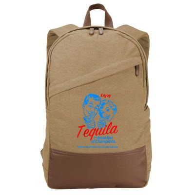 Enjoys Tequila The Breakfasts Of Championss Cotton Canvas Backpack