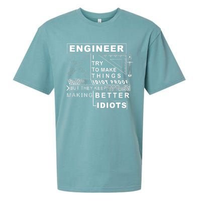 Engineer Try To Make Things Idiot Proof Engineering Design Sueded Cloud Jersey T-Shirt