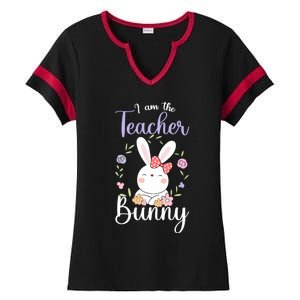 Easter Teachers Teacher Easter Day I'm The Teacher Bunny Cute Gift Ladies Halftime Notch Neck Tee