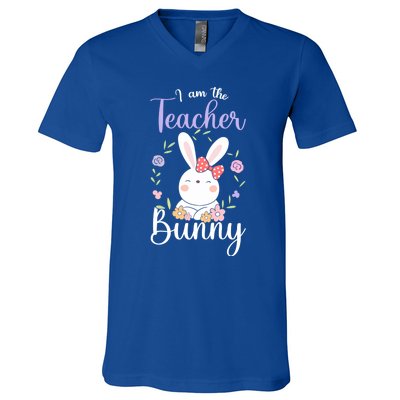 Easter Teachers Teacher Easter Day I'm The Teacher Bunny Cute Gift V-Neck T-Shirt