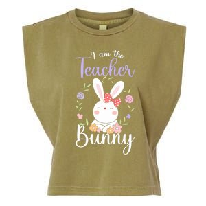 Easter Teachers Teacher Easter Day I'm The Teacher Bunny Cute Gift Garment-Dyed Women's Muscle Tee