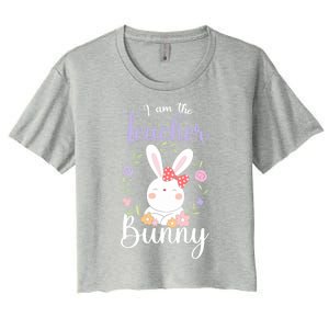 Easter Teachers Teacher Easter Day I'm The Teacher Bunny Cute Gift Women's Crop Top Tee