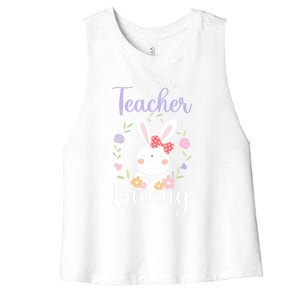 Easter Teachers Teacher Easter Day I'm The Teacher Bunny Cute Gift Women's Racerback Cropped Tank