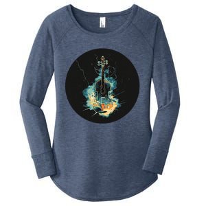 Electric Thunder Violin For Bold Sounds And Violins Lovers Women's Perfect Tri Tunic Long Sleeve Shirt